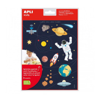 Apli Bolsa de Gomets Tematicos el Espacio - Adhesivo Removible - Desarrolla Habilidades Motoras - Ideal para Escuelas - Adhesiv