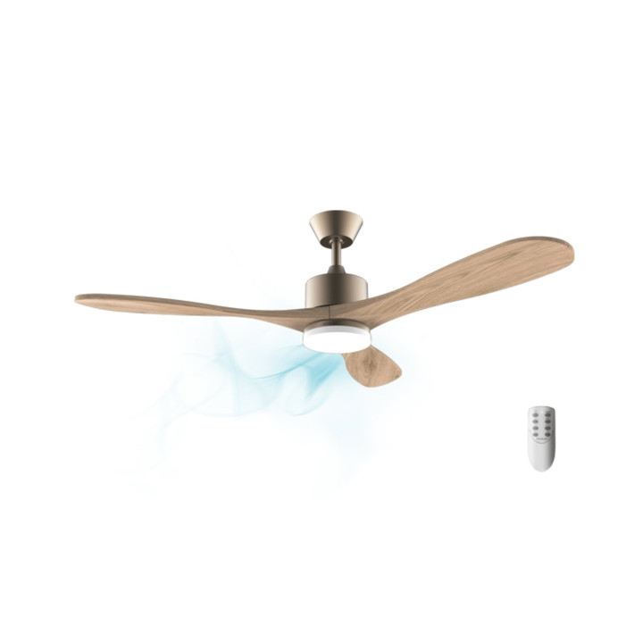 Cecotec EnergySilence Aero 5290 Golden Pro Ventilador de Techo con 3 Aspas y Luz - 50W - Diametro de 52" - LED Regulable - Ajust