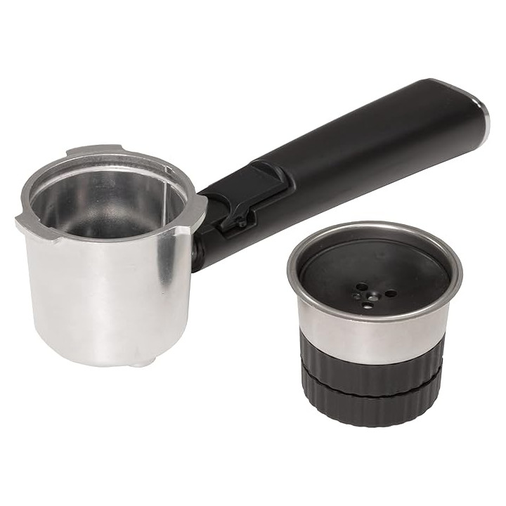 Cecotec Portafiltro Adaptador para Capsulas - Material Resistente - Facil de Limpiar - Color Negro y Plata