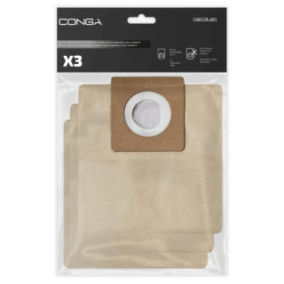 Cecotec Pack de 3 Bolsas de Recambio para Conga Powerbag 2000 - Alta Capacidad de Filtracion - Faciles de Instalar - Material Re