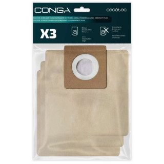 Cecotec Pack de 3 Bolsas de Recambio para Conga Powerbag 2500 - Alta Capacidad de Filtracion - Faciles de Instalar - Material Re