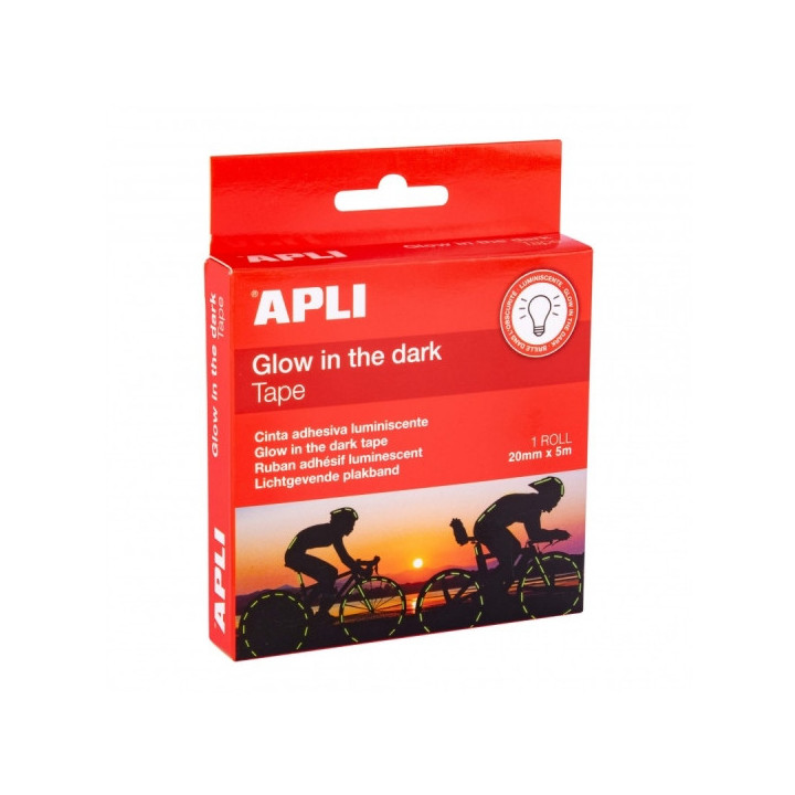 Apli Cinta Adhesiva Luminiscente - Brilla hasta 6 Horas - Ideal para Advertencias y Decoraciones - Absorbe Luz en 15 Minutos -