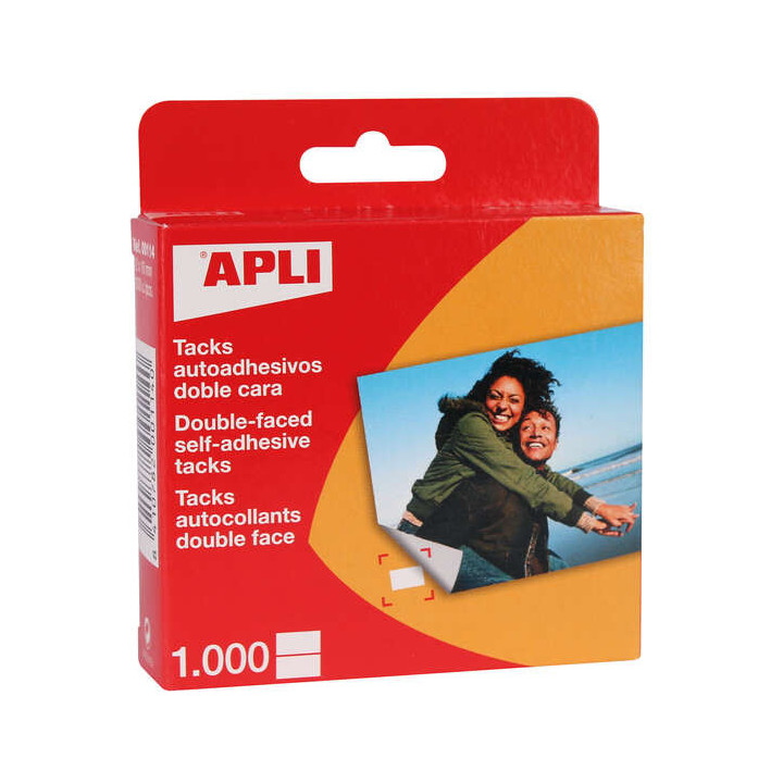 Apli Pack de 1000 Tacks Autoadhesivos Doble Cara - Tamaño 12x16mm - Ideal para Manualidades y Albumes - Libre de Acidos