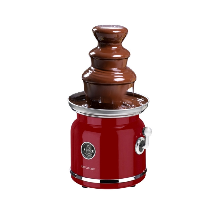 Cecotec Fun Chocolicious Fuente de Chocolate - 90W - Acero Inoxidable - Temperatura Constante - Estilo Retro - 3 Niveles de Casc