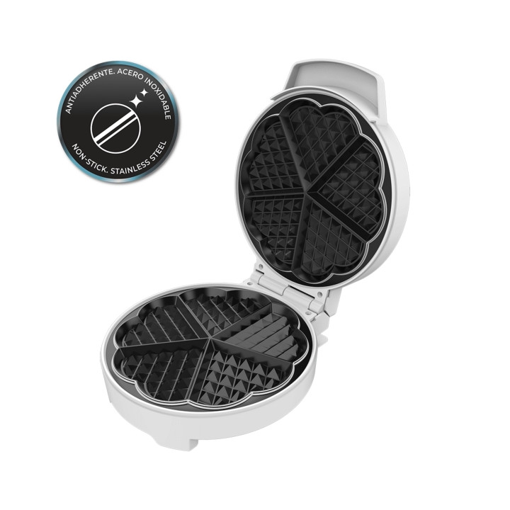 Cecotec Fun Gofrestone Sweetie Gofrera - Potencia de 1000W - Revestimiento Antiadherente - Placa Circular de 19cm - Indicador Lu