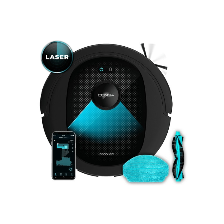 Cecotec Conga 7490 Ultimate Genesis Robot Aspirador 4 en 1 - 4000Pa - Navegacion Laser - Autonomia hasta 120min - Control App -