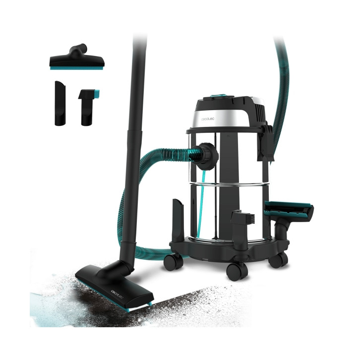 Cecotec Conga Rockstar Wet and Dry Steel Aspirador de Trineo para Solidos y Liquidos - 1200W - Carcasa Metalica - Deposito de 16