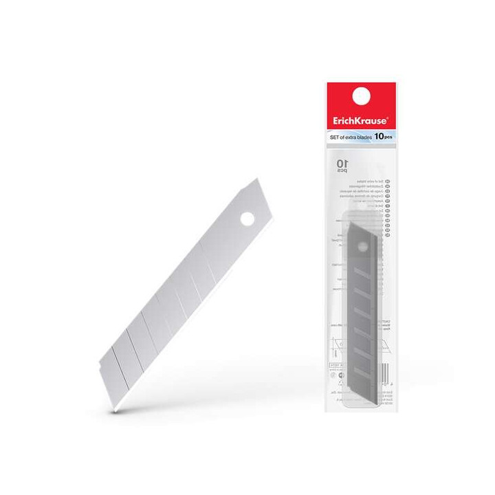 Erichkrause Pack de 10 Cuchillas de Repuesto de Acero Segmentado - Medidas 18mm x 0.5mm - Afilado de Doble Cara - Resistente al