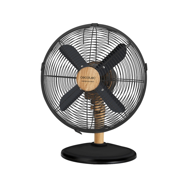 Cecotec EnergySilence 600 WoodDesk Ventilador de Sobremesa con 4 Aspas - 40W - Diametro de 30cm - 3 Velocidades - Oscilante - Ac