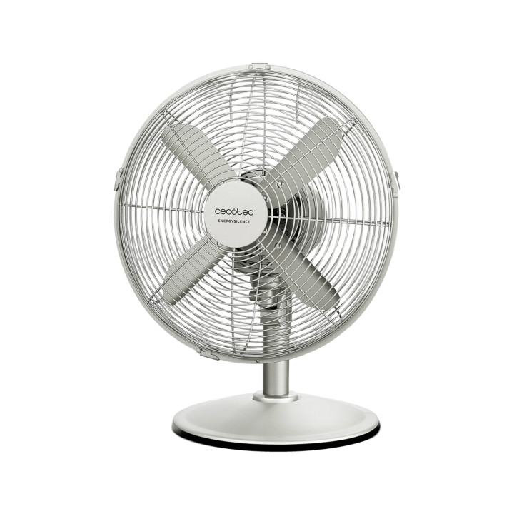 Cecotec EnergySilence 610 SteelDesk Ventilador de Sobremesa con 4 Aspas - 40W - Diametro 30cm - 3 Velocidades - Oscilacion Autom