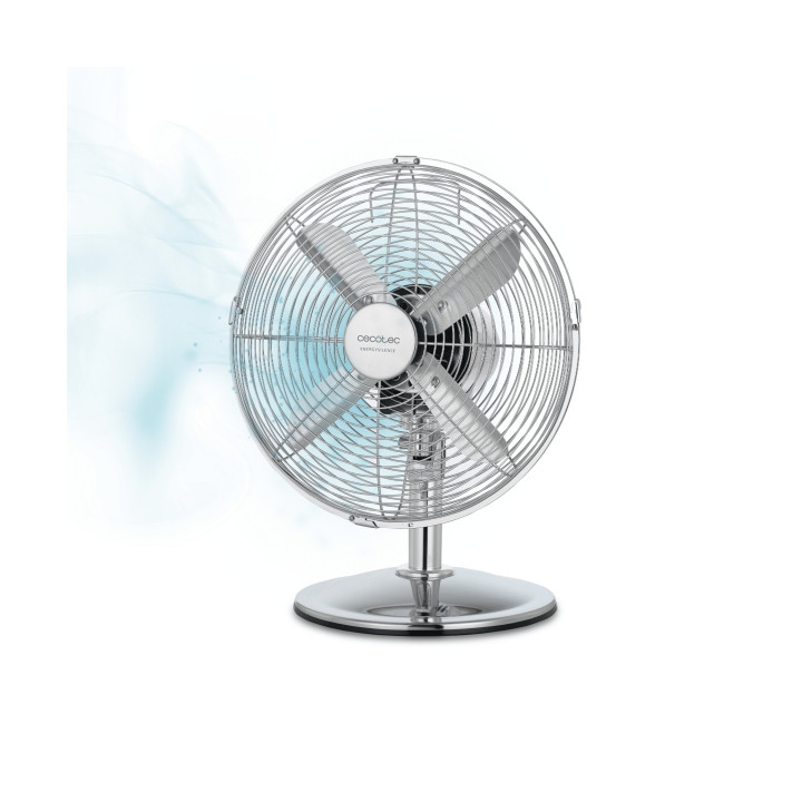 Cecotec EnergySilence 620 RetroDesk Ventilador de Sobremesa con 4 Aspas - Potencia de 40W - Diametro 30cm - 3 Velocidades - Osci