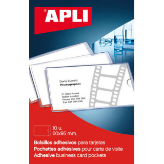 Apli Bolsillos Adhesivos Porta Tarjetas - 95 x 60mm - Ideal para Presentaciones Impresas