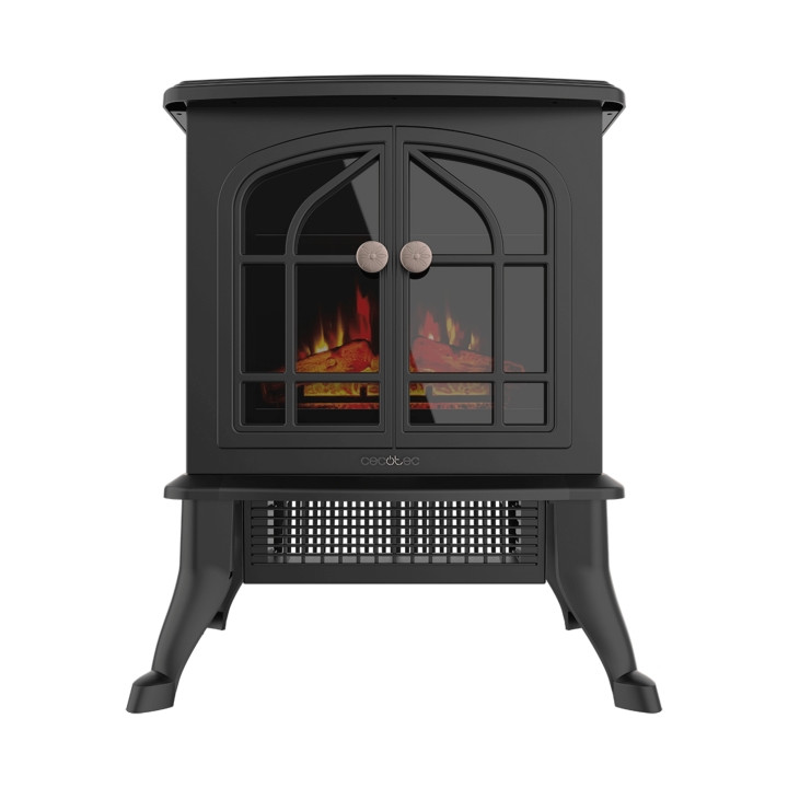 Cecotec ReadyWarm 200 Chimenea Electrica de Pie - Potencia de 2000W - Estancias hasta 25m2 - Termostato Ajustable - Llamas LED A