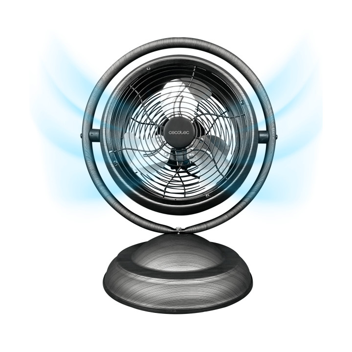 Cecotec EnergySilence 1000 RetroDesk Wood Ventilador de Sobremesa con 3 Aspas - Potencia de 20W - Diametro de 10" - 3 Velocidade
