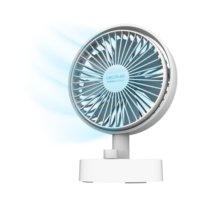 Cecotec EnergySilence 2000 Portable Desk Ventilador de Sobremesa Inalabrico - 2000mAh - Oscilante - Inclinacion Ajustable - Cont