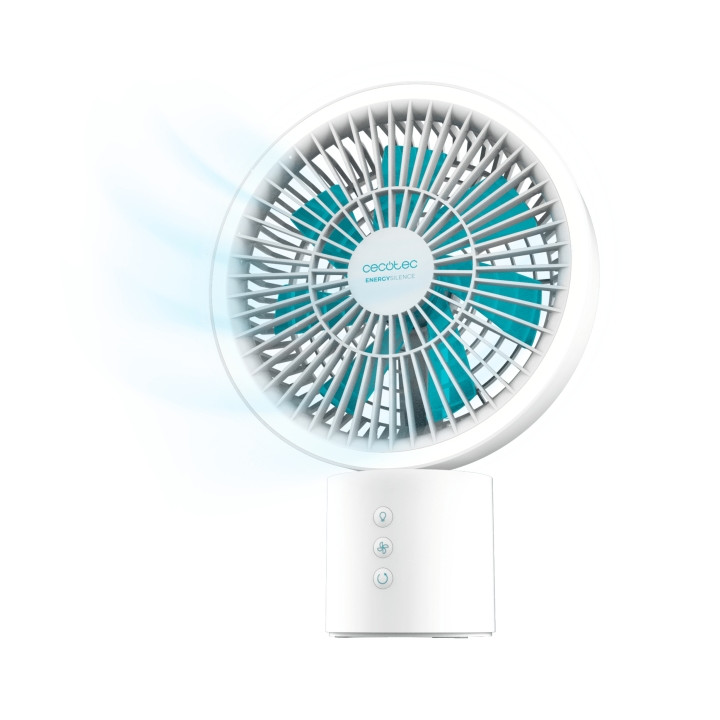 Cecotec EnergySilence 8000 Portable Light Desk Ventilador de Sobremesa Inalabrico - Bateria de 8000mAh - Oscilacion 360º - 3 Ton