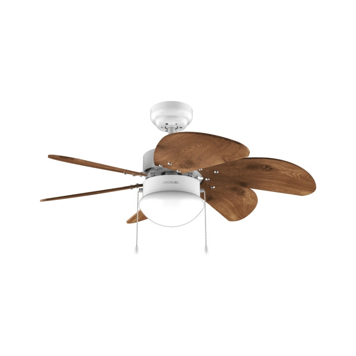 Cecotec EnergySilence Aero 365 WhiteandWood Ventilador de Techo con 6 Aspas Reversibles y Lampara - 50W - Diametro de 36" - 3 Ve