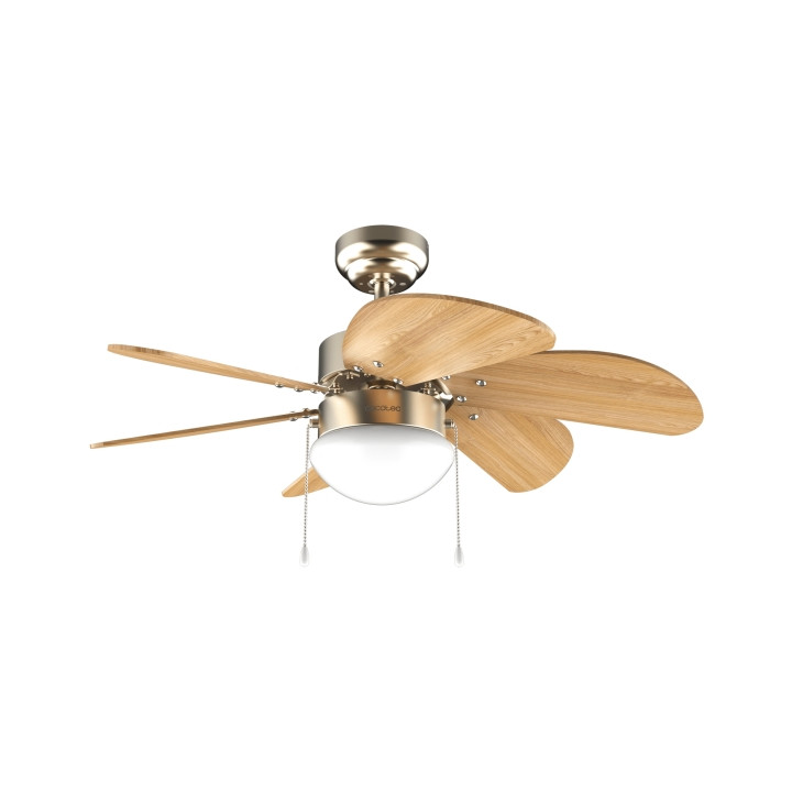 Cecotec EnergySilence Aero 360 GoldandWood Ventilador de Techo con 6 Aspas Reversibles y Lampara - 50W - Diametro de 36" - 3 Vel