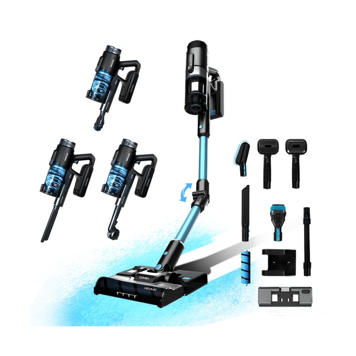 Cecotec Conga Rockstar 1500 Ray Ergowet Animal Aspirador Escoba Vertical sin Cable - 215W - 12kPa - Autonomia de 60min - Deposit