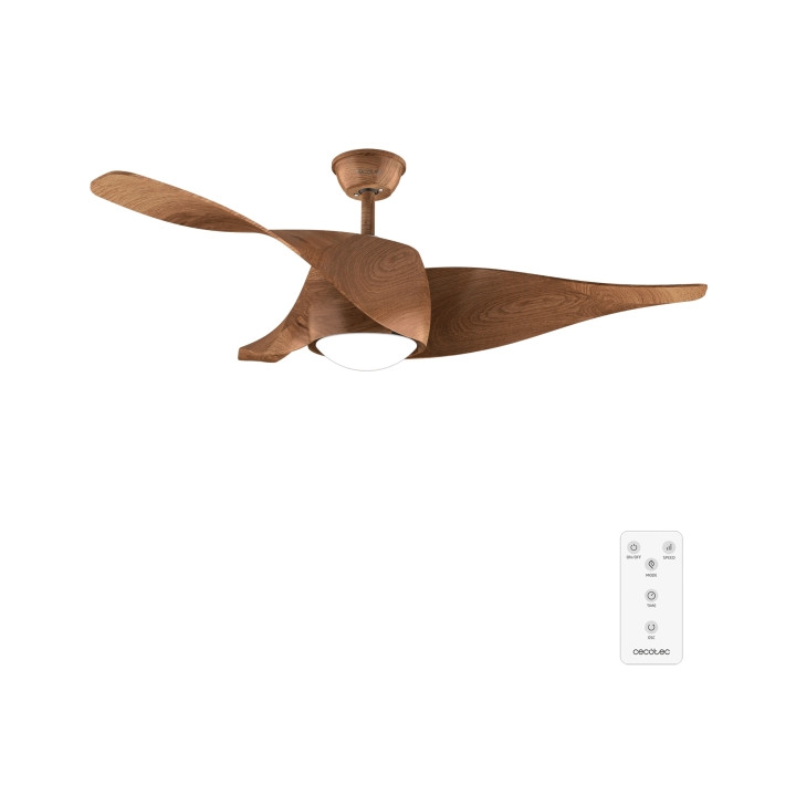 Cecotec EnergySilence Aero 5290 BlackWood Ventilador de Techo con 3 Aspas y Luz - 40W - Diametro de 52" - 3 Tonos LED - Temporiz