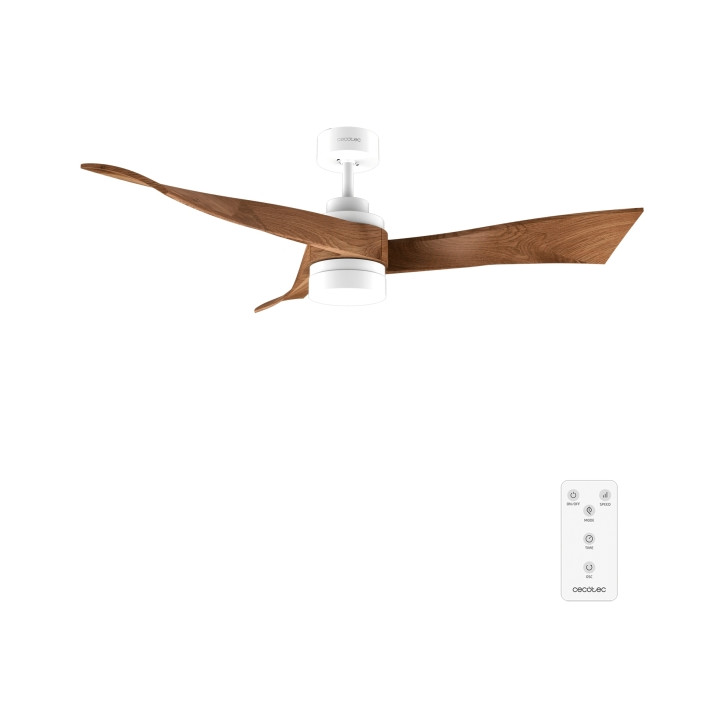 Cecotec EnergySilence Aero 5280 DarkWood Ventilador de Techo con 3 Aspas de Madera y Luz - 40W - Diametro de 52" - 3 Tonos LED -