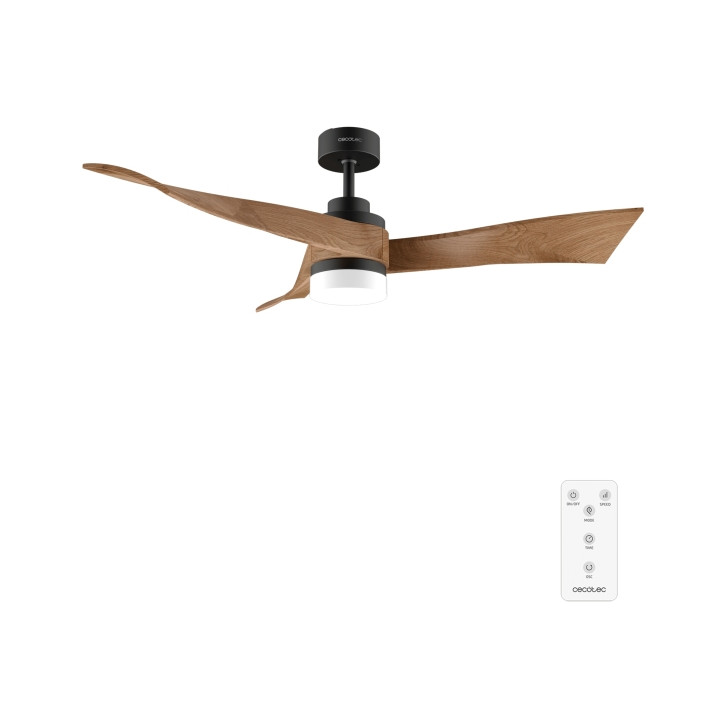 Cecotec EnergySilence Aero 5285 DarkWood Ventilador de Techo con 3 Aspas y Luz - 40W - Diametro de 52" - LED Regulable - Tempori