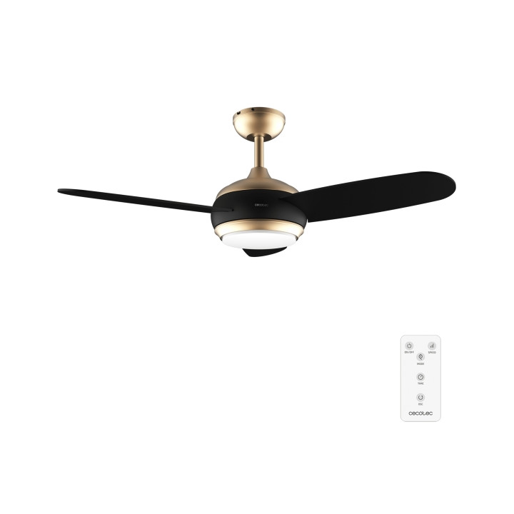 Cecotec EnergySilence Aero 4265 GoldBlack Ventilador de Techo con 3 Aspas y Luz Integrada - 65W - Diametro de 42" - LED de 18W -