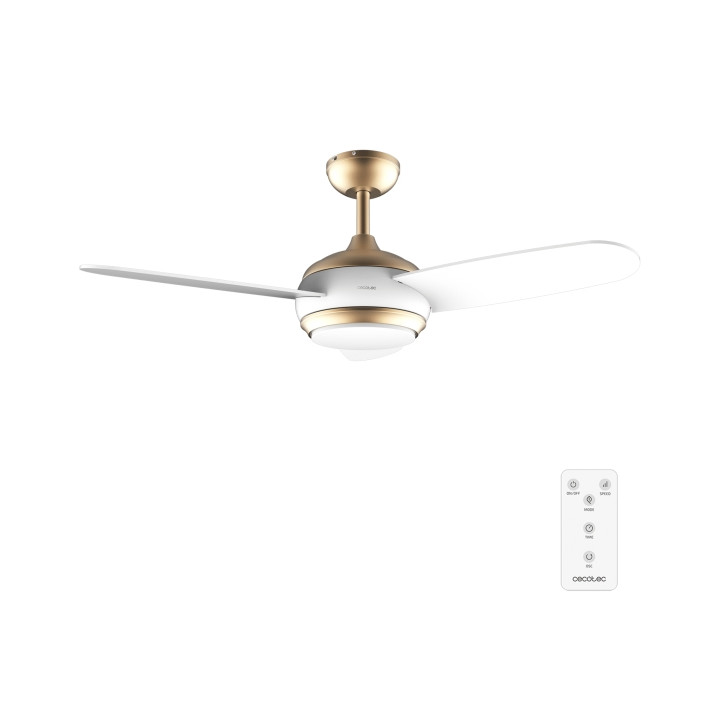 Cecotec EnergySilence Aero 4265 GoldWhite Ventilador de Techo con 3 Aspas y Luz Integrada - 65W - Diametro de 42" - LED de 18W -