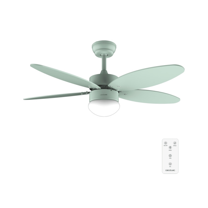 Cecotec EnergySilence Aero 4260 Full Mint Ventilador de Techo con 5 Aspas Reversibles y Luz - 40W - Diametro de 42" - LED con 3