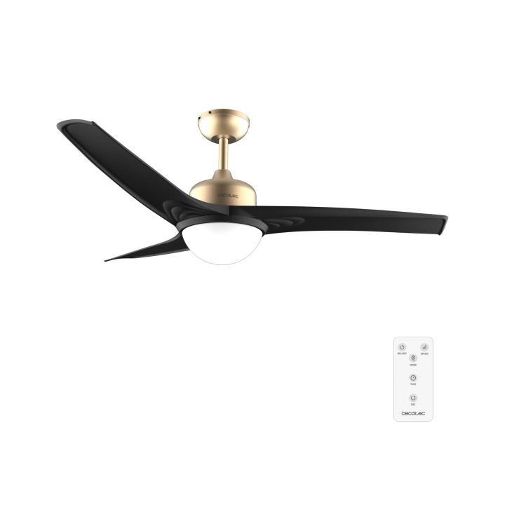 Cecotec EnergySilence Aero 560 GoldBlack Ventilador de Techo con 3 Aspas y Luz Integrada - 60W - Diametro de 52" - LED de 18W -
