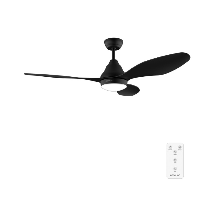 Cecotec EnergySilence Aero 5200 Black Ventilador de Techo con 3 Aspas y Luz Integrada - 40W - Diametro de 48" - LED de 18W - Man