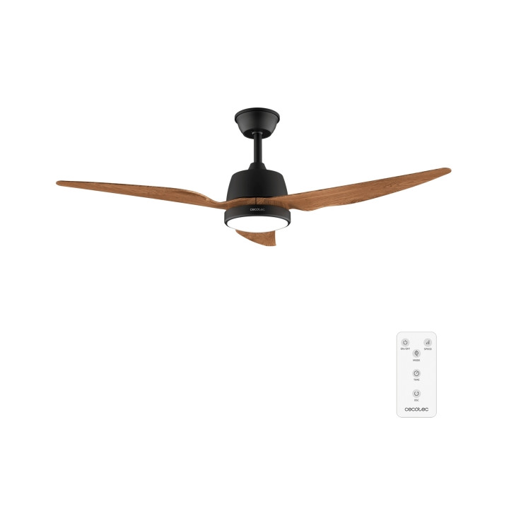 Cecotec EnergySilence Aero 5250 BlackWood Ventilador de Techo con 3 Aspas y Luz Integrada - 62W - Diametro de 48" - LED - 3 Velo