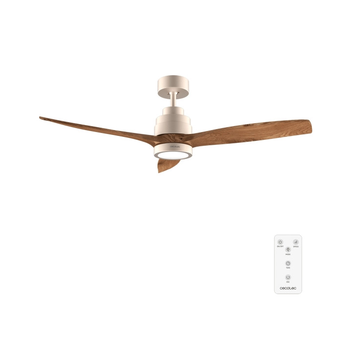 Cecotec EnergySilence Aero 5295 GoldBlack Ventilador de Techo con 3 Aspas y Luz - 35W - Diametro de 52" - LED de 18W - 6 Velocid