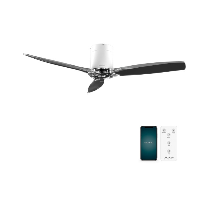 Cecotec EnergySilence Aero 5285 WhiteTransparent Connected Ventilador de Techo de 3 Aspas - 40W - Diametro de 52" - App - IP44 -