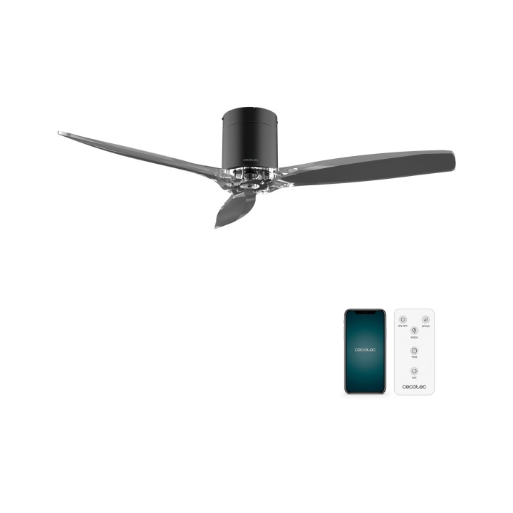 Cecotec EnergySilence Aero 5285 BlackTransparent Connected Ventilador de Techo de 3 Aspas - 40W - Diametro de 52" - Mando a Dist