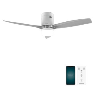 Cecotec EnergySilence Aero 5285 Sun WhiteTransparent Connected Ventilador de Techo con 3 Aspas y Luz - 40W - Diametro 52" - Wi-F