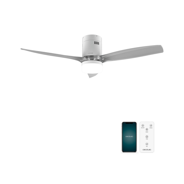 Cecotec EnergySilence Aero 5285 Sun WhiteTransparent Connected Ventilador de Techo con 3 Aspas y Luz - 40W - Diametro 52" - Wi-F