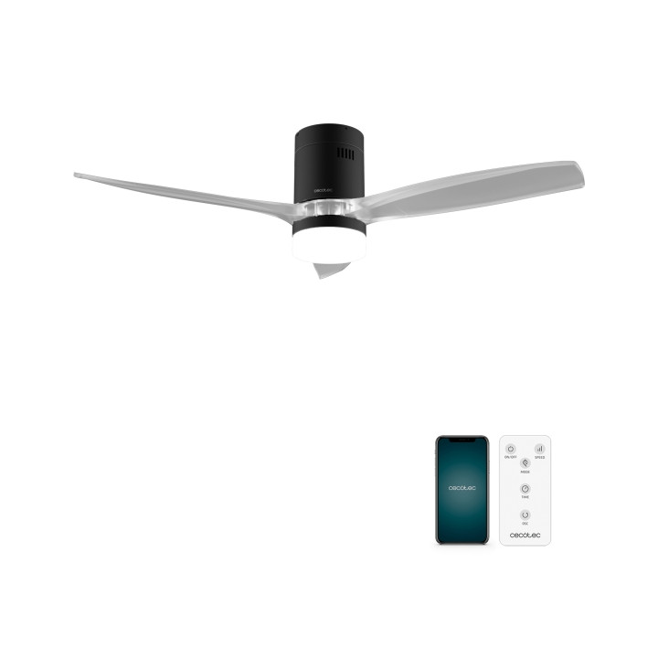 Cecotec EnergySilence Aero 5285 Sun BlackTransparent Connected Ventilador de Techo con 3 Aspas y Luz - 40W - Diametro de 52" - W