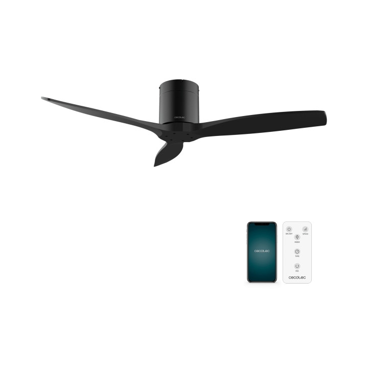 Cecotec EnergySilence Aero 5500 Aqua BlackandBlack Connected Ventilador de Techo de 3 Aspas - 40W - Diametro de 52" - WiFi y Man