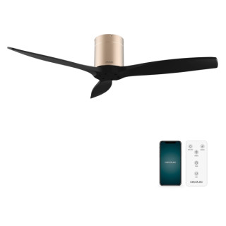 Cecotec EnergySilence Aero 5500 Aqua GoldBlack Connected Ventilador de Techo de 3 Aspas - 40W - Diametro de 52" - WiFi - Mando a