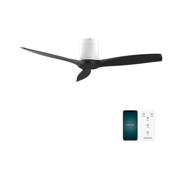 Cecotec EnergySilence Aero 5500 Aqua WhiteandBlack Connected Ventilador de Techo de 3 Aspas - 40W - Diametro de 52" - Proteccion