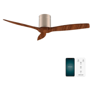Cecotec EnergySilence Aero 5500 Aqua GoldDarkWood Connected Ventilador de Techo de 3 Aspas - 40W - Diametro de 52" - Wi-Fi - IP4