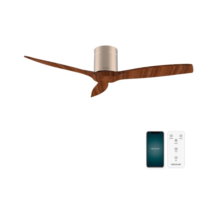 Cecotec EnergySilence Aero 5500 Aqua GoldDarkWood Connected Ventilador de Techo de 3 Aspas - 40W - Diametro de 52" - Wi-Fi - IP4