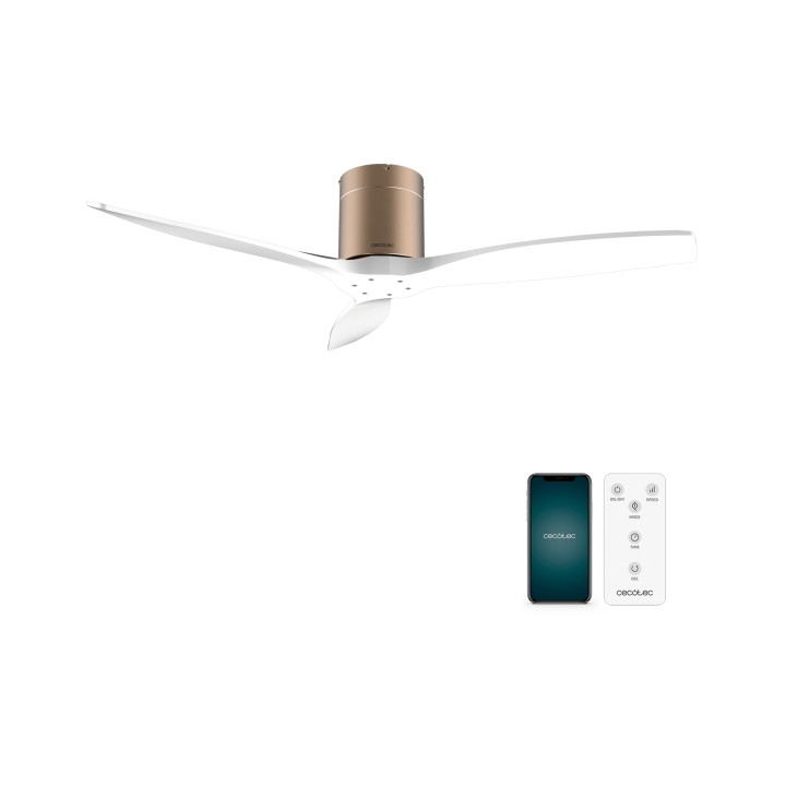 Cecotec EnergySilence Aero 5500 Aqua GoldWhite Connected Ventilador de Techo de 3 Aspas - 40W - Diametro de 52" - WiFi y Mando a