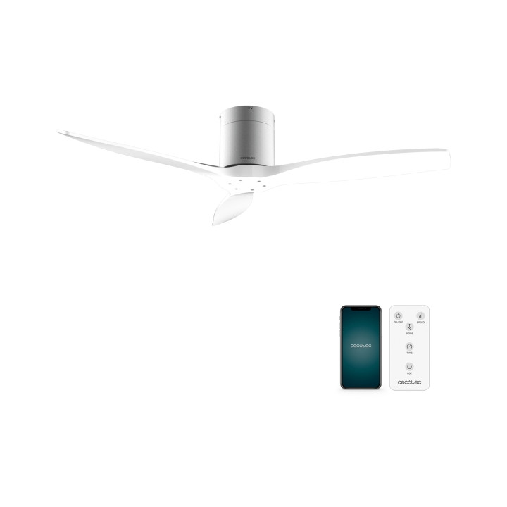 Cecotec EnergySilence Aero 5500 Aqua IronWhite Connected Ventilador de Techo de 3 Aspas - 40W - Diametro de 52" - Wi-Fi - IP44 -