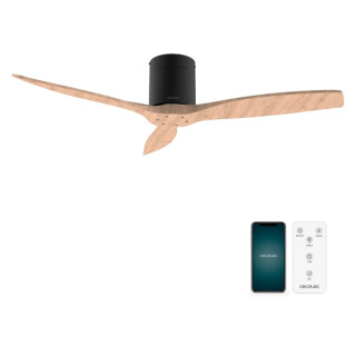 Cecotec EnergySilence Aero 5500 Aqua Black and WhiteWood Connected Ventilador de Techo de 3 Aspas - 40W - Diametro de 52" - Wi-F