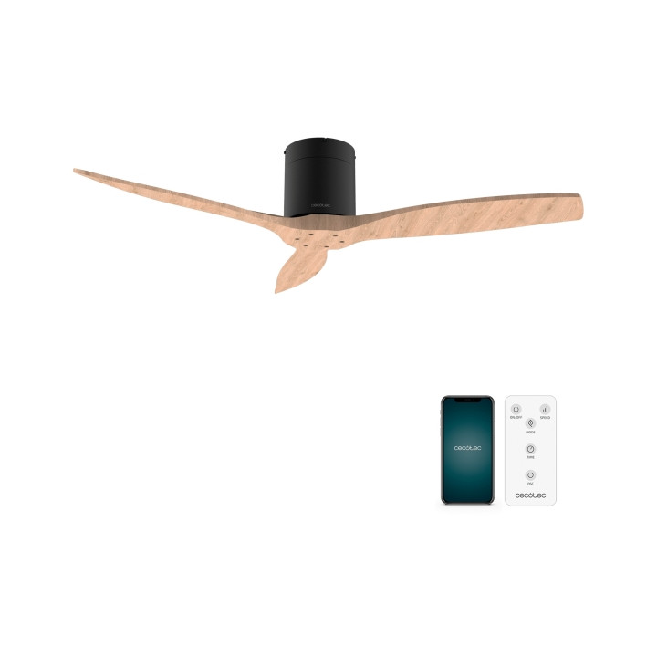 Cecotec EnergySilence Aero 5500 Aqua Black and WhiteWood Connected Ventilador de Techo de 3 Aspas - 40W - Diametro de 52" - Wi-F