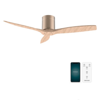 Cecotec EnergySilence Aero 5500 Aqua GoldWhiteWood Connected Ventilador de Techo de 3 Aspas - 40W - Diametro de 52" - Wi-Fi - Pr