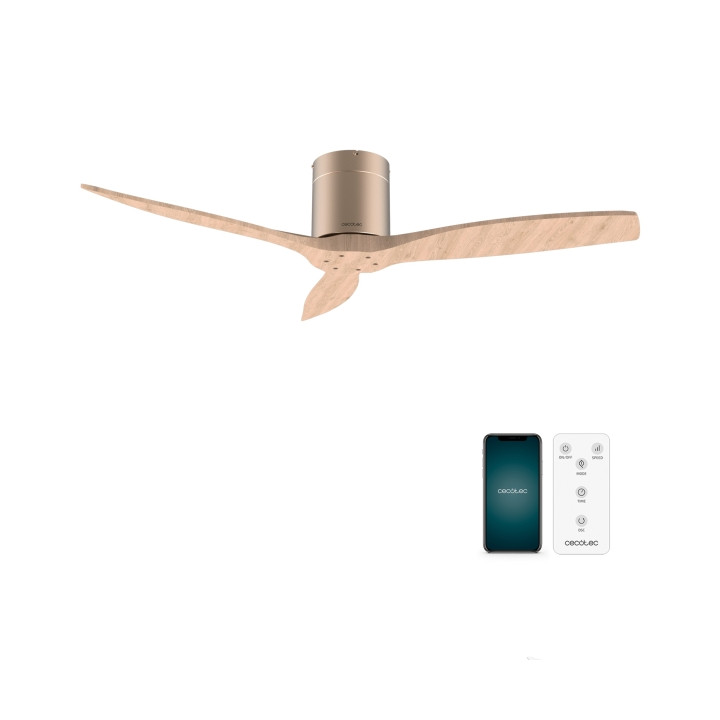 Cecotec EnergySilence Aero 5500 Aqua GoldWhiteWood Connected Ventilador de Techo de 3 Aspas - 40W - Diametro de 52" - Wi-Fi - Pr