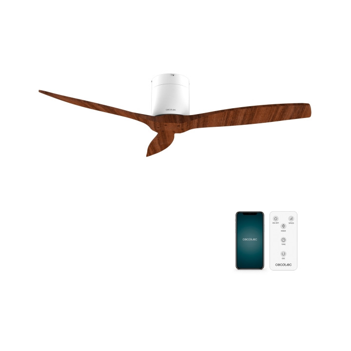 Cecotec EnergySilence Aero 5500 Aqua WhiteDarkWood Connected Ventilador de Techo de 3 Aspas - 40W - Diametro de 52" - Wi-Fi - IP